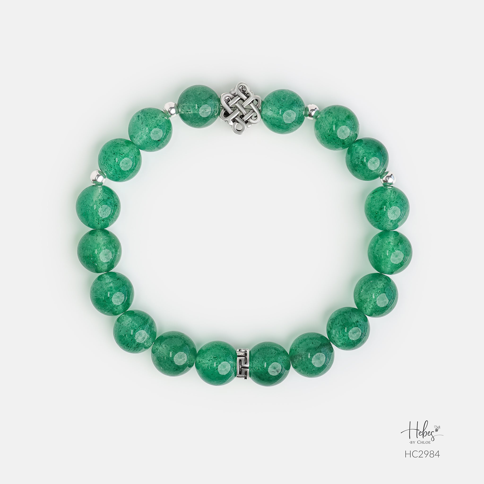 Everlasting Love Endless Knot Green Strawberry Healing Bracelet HC2984