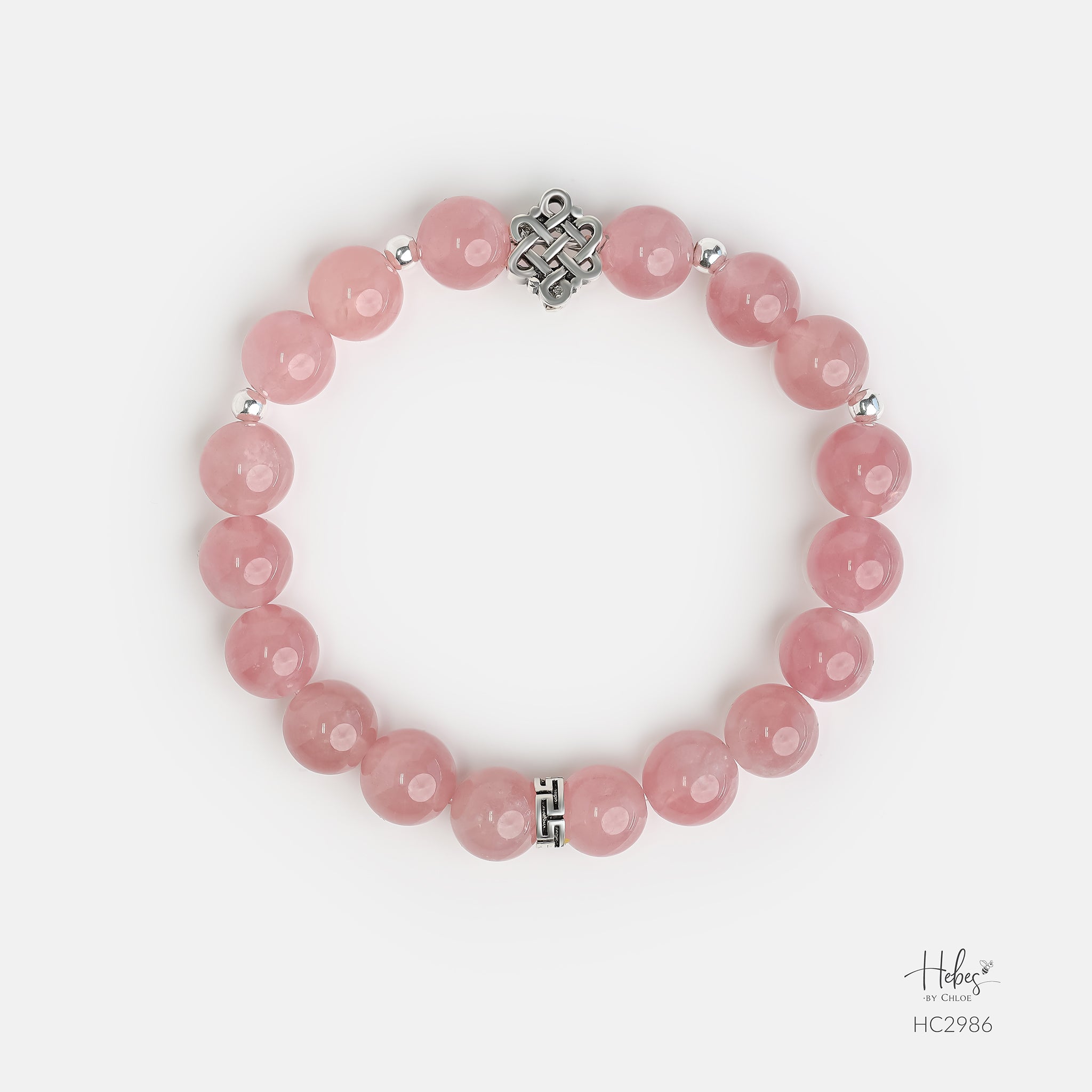 Everlasting Love Endless Knot Rose Quartz Healing Bracelet HC2986