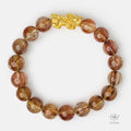 24K Gold Pixiu Brown Rutilated Quartz Bracelet (10mm) 993036