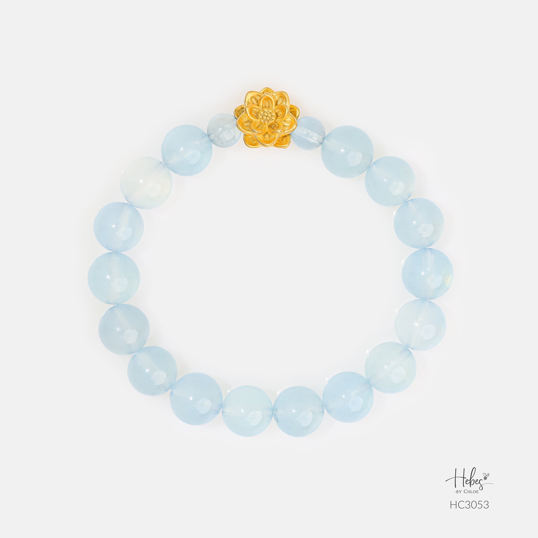 Gold Vermeil Lotus Aquamarine Bracelet (9mm) 993053