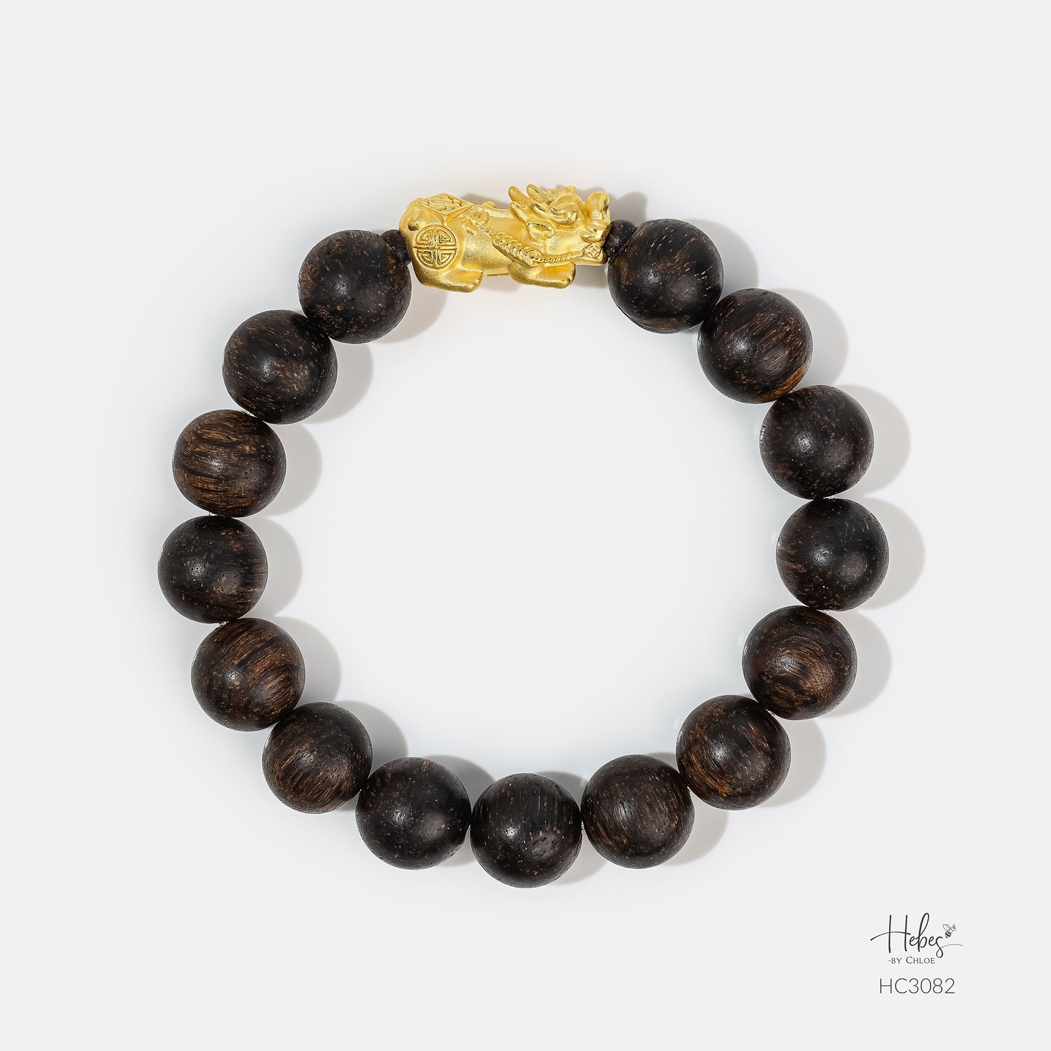 Indonesian Agarwood Pixiu Dragon Charm Bracelet HC3082