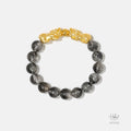 Gold Vermeil Pixiu Black Rutilated Quartz Bracelet (8mm) 993103