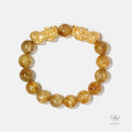 Gold Vermeil Pixiu Yellow Rutilated Quartz Bracelet (10mm) 993117
