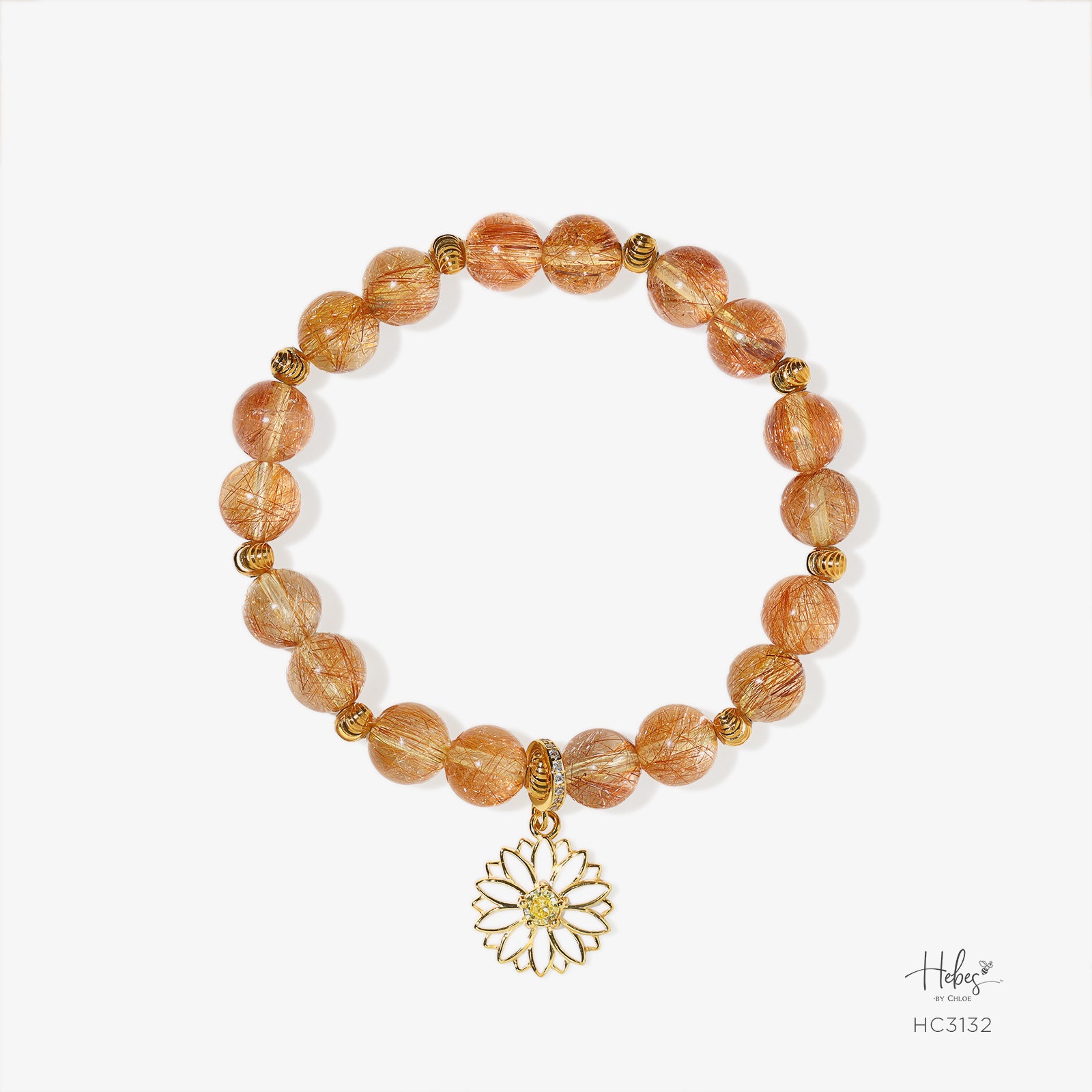 Hebes Gold Vermeil Brown Rutilated Quartz Bracelet HC3132
