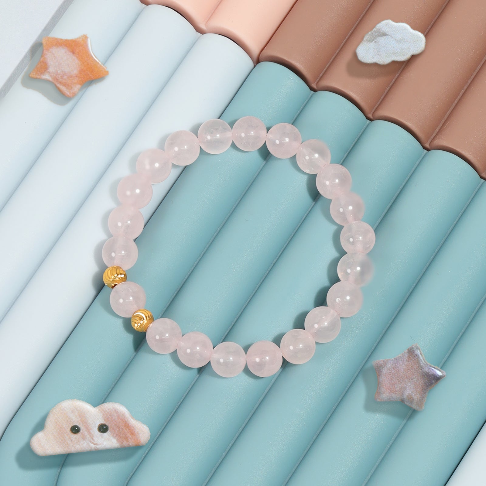 Hebes Gold Vermeil Rose Quartz Kid Bracelet HC3141