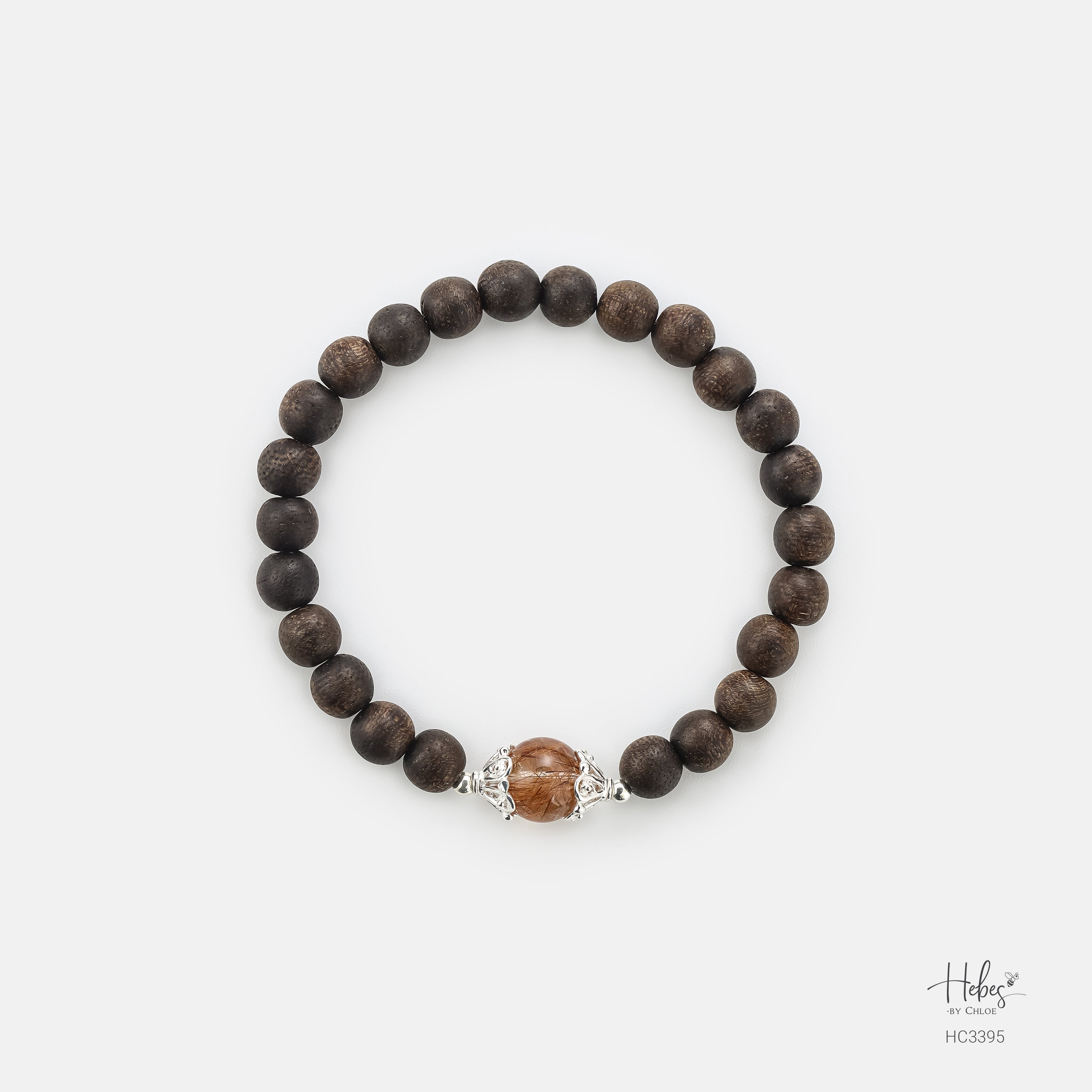 Vietnamese Agarwood Brown Rutilated Quartz Bracelet HC3395