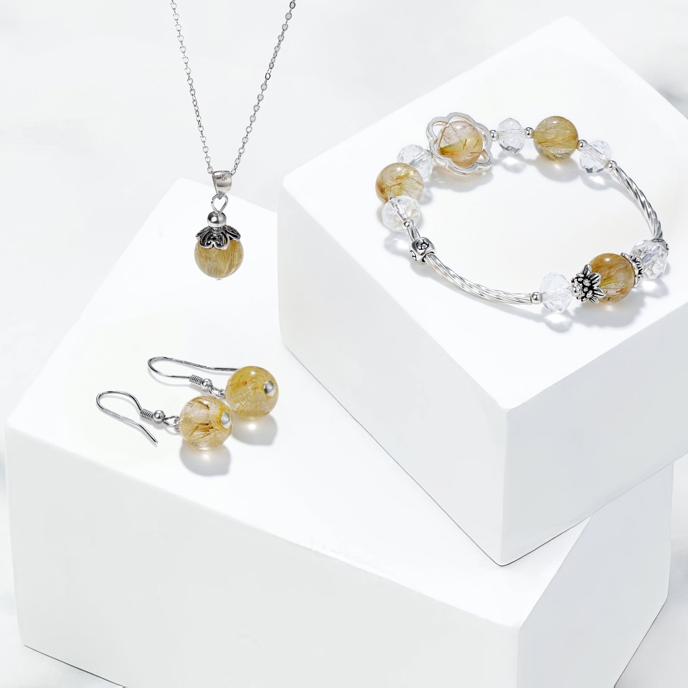 Hebes Yellow Rutilated Quartz Jewelry Set HC90110L