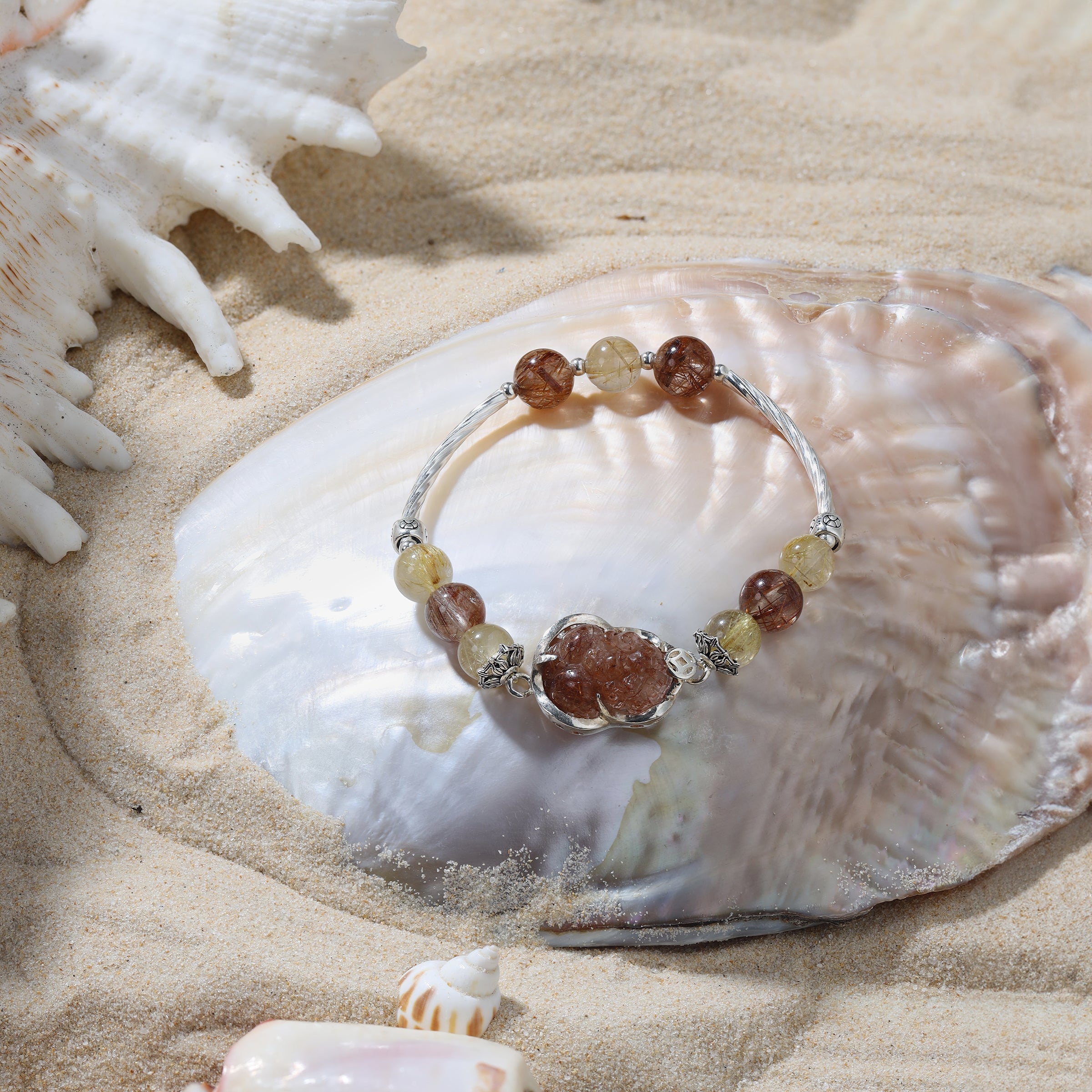 Hebes Brown Rutilated Quartz Bracelet HC90319L