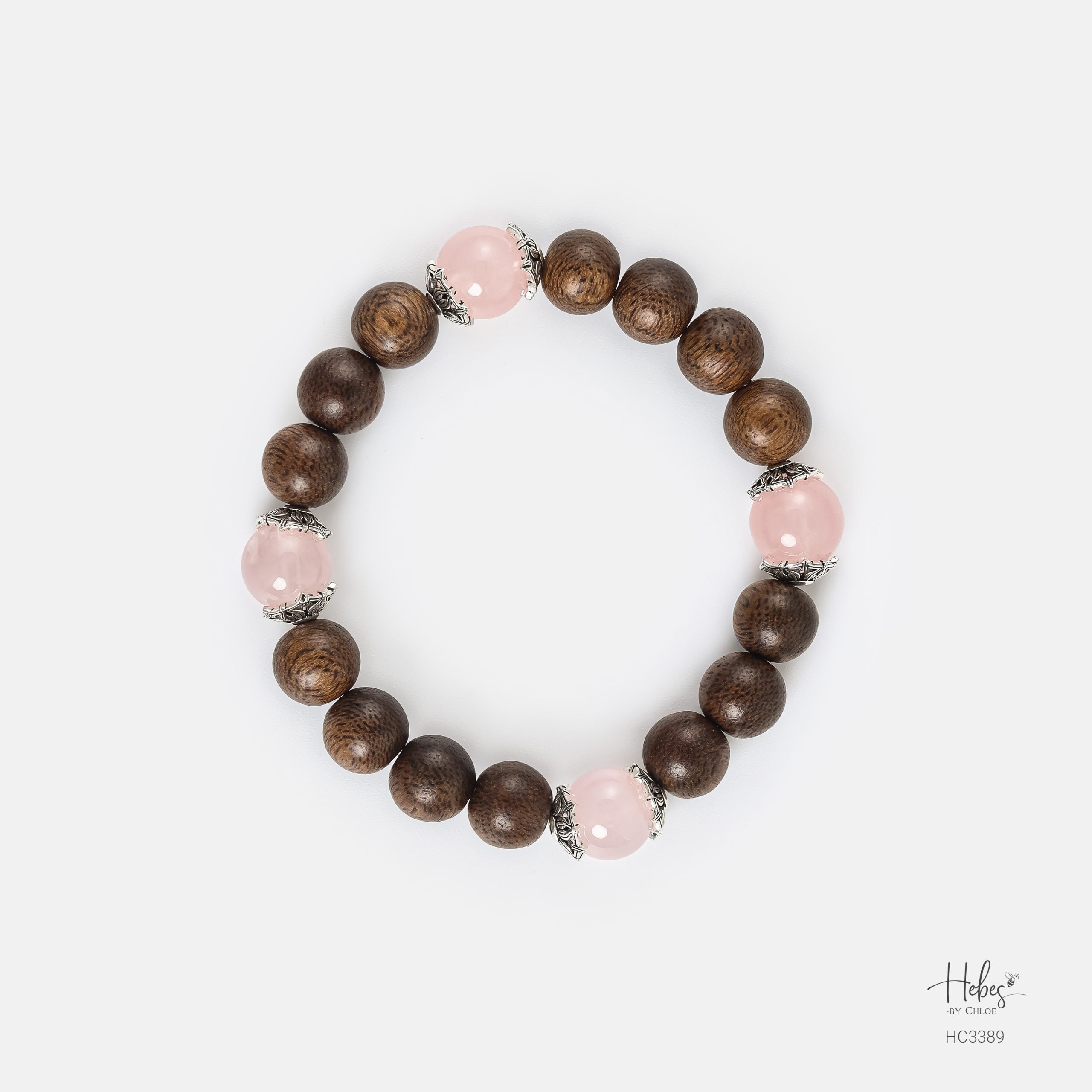 Vietnamese Agarwood Rose Quartz Bracelet HC3389