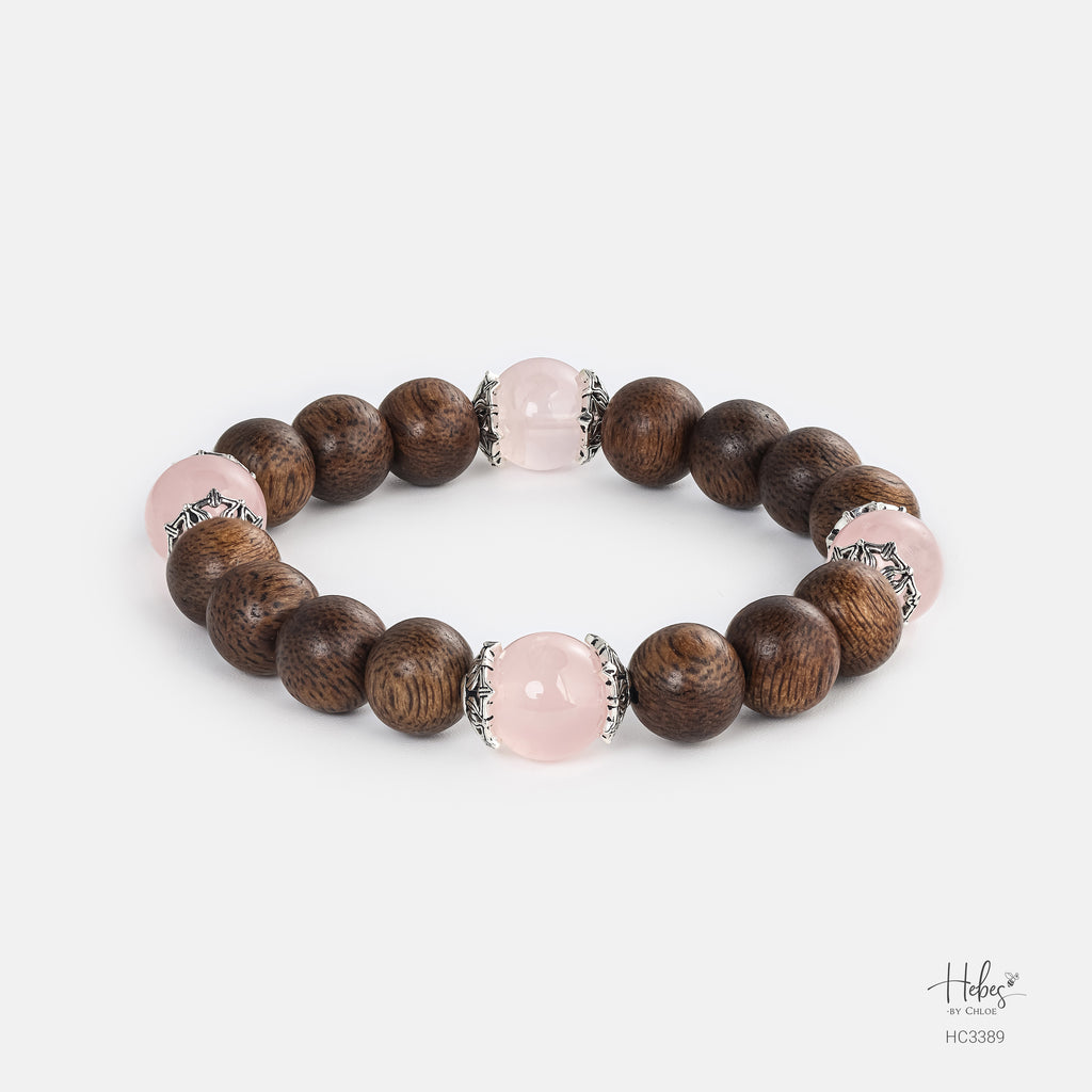 Vietnamese Agarwood Rose Quartz Bracelet HC3389