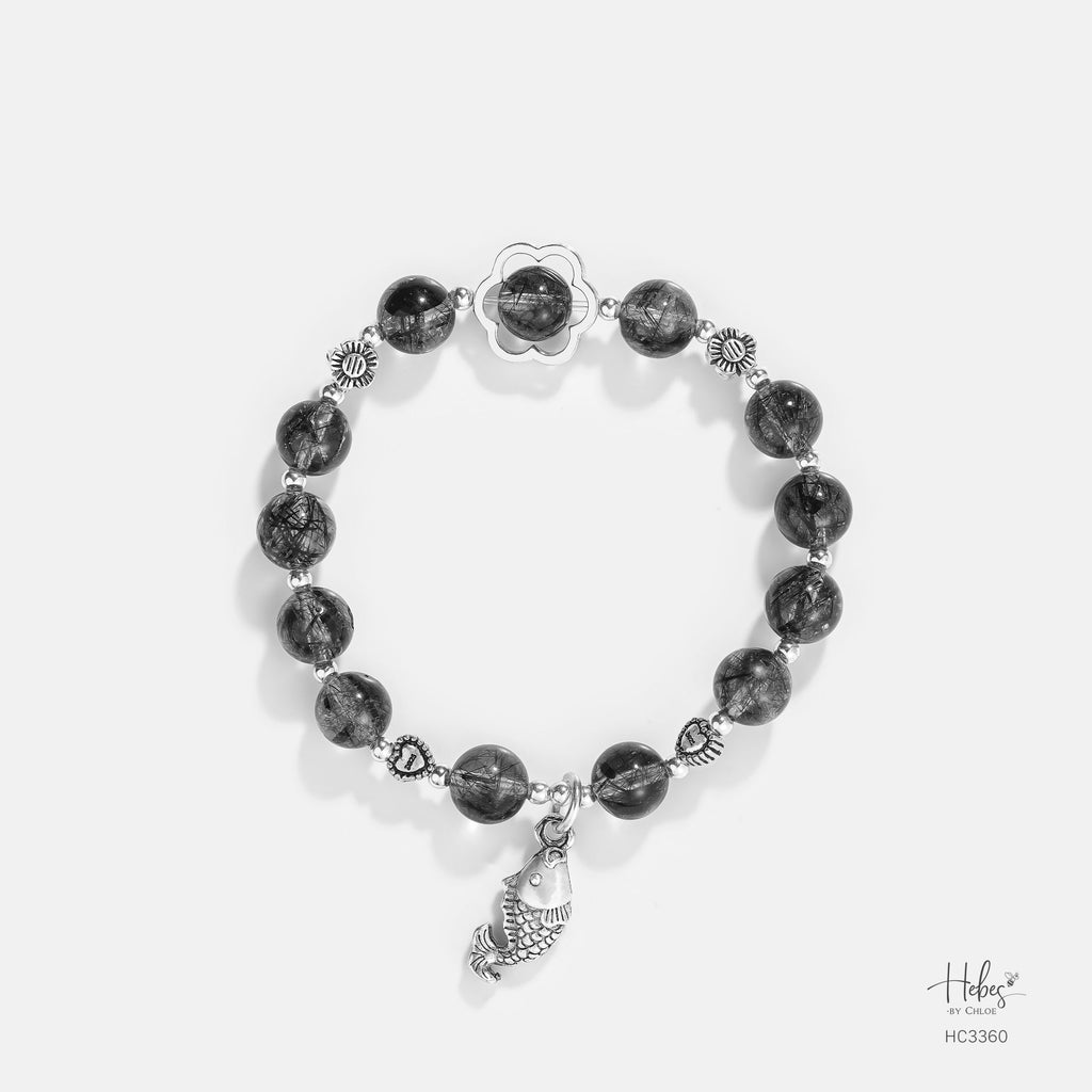 The Oasis Midnight Shadow Black Rutilated Quartz Bracelet