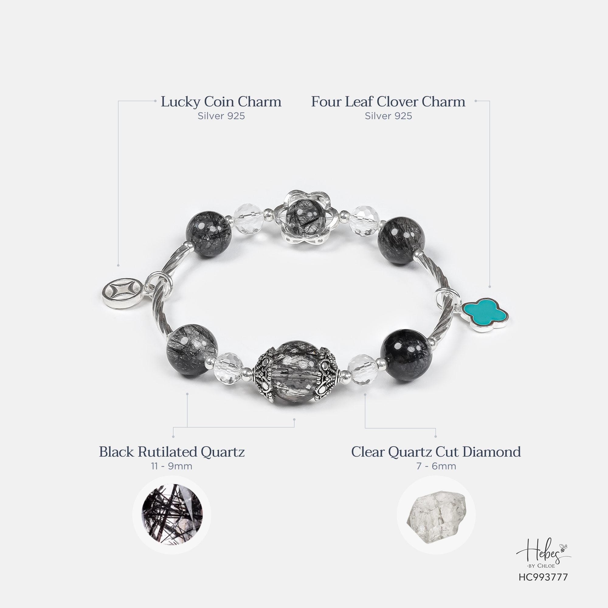 Angel Hair Black Rutilated Quartz Bracelet 993777