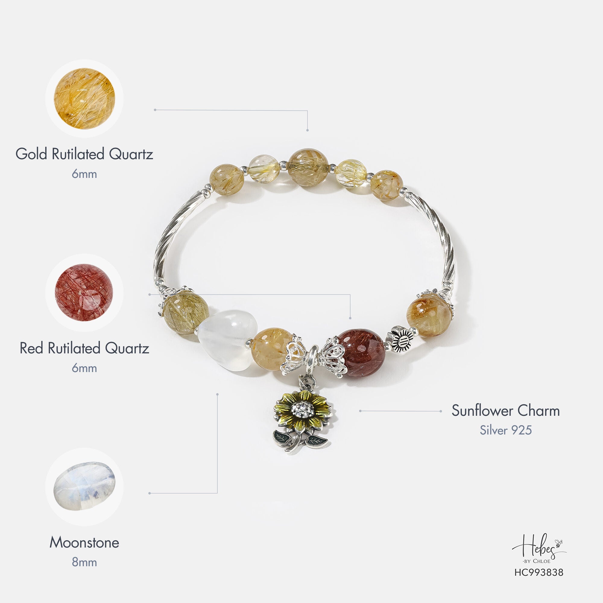 Spiritual Renewal Yellow Rutilated Quartz Bracelet 993838