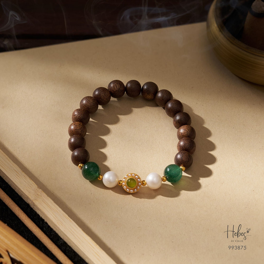 Vietnamese Agarwood Green Strawberry Quartz Bracelet 993875