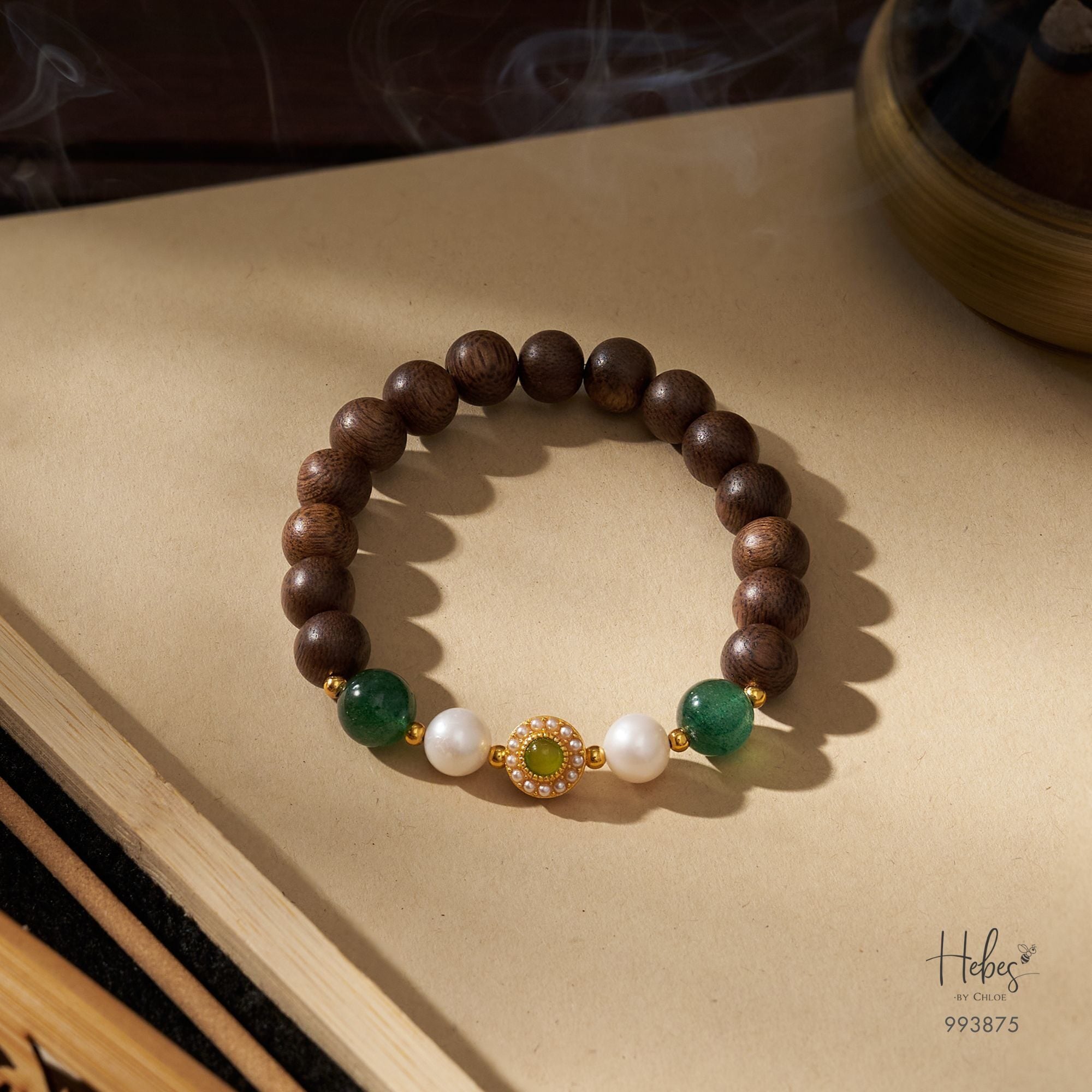 Vietnamese Agarwood Green Strawberry Quartz Bracelet 993875