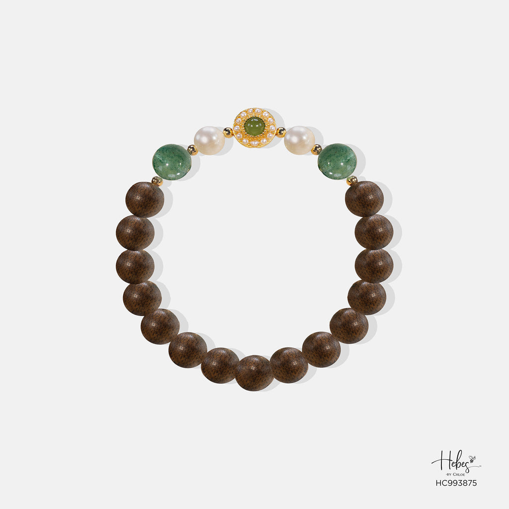 Vietnamese Agarwood Green Strawberry Quartz Bracelet 993875