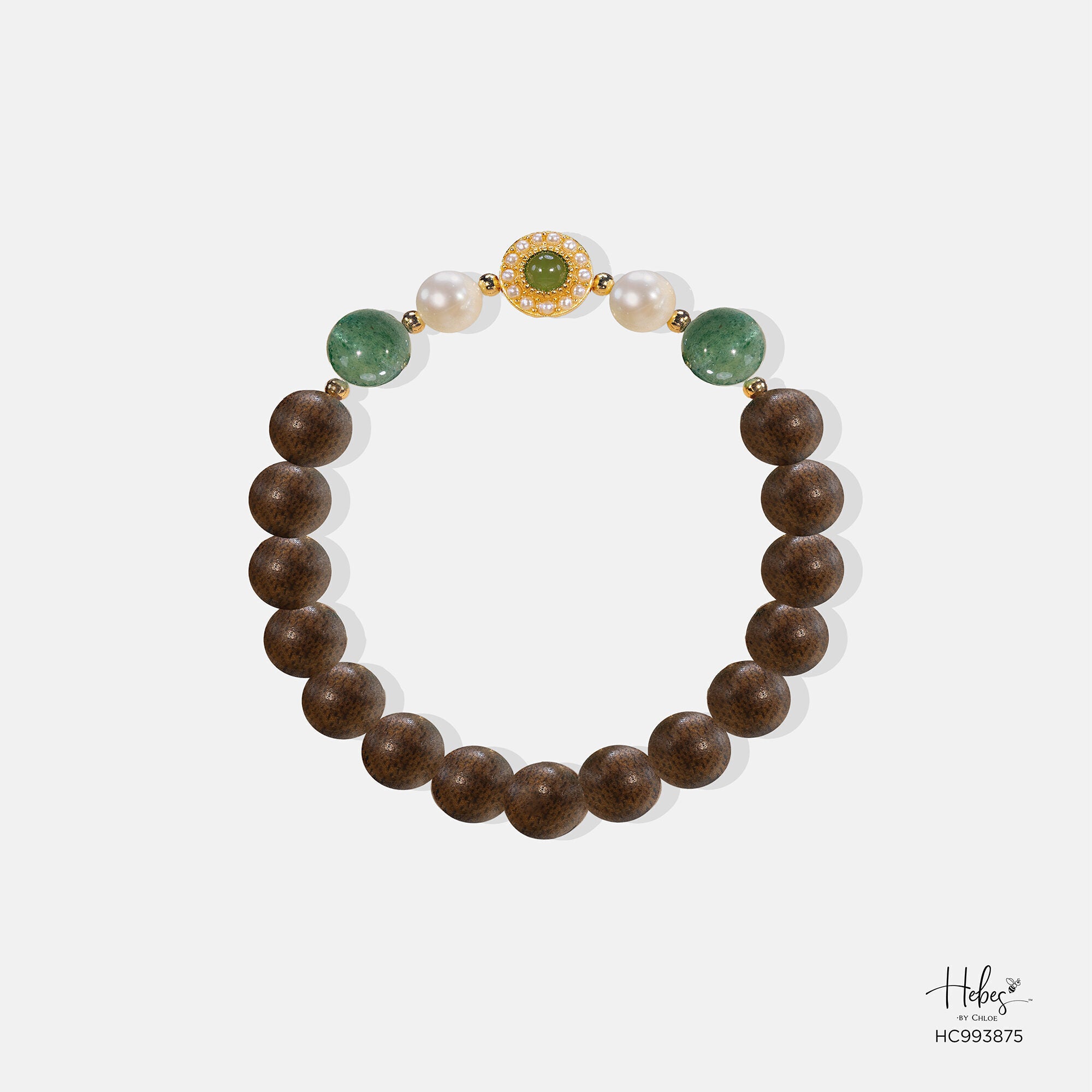 Vietnamese Agarwood Green Strawberry Quartz Bracelet 993875