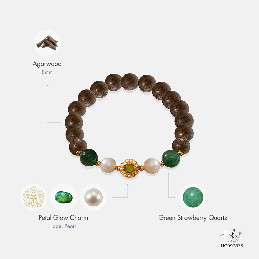 Vietnamese Agarwood Green Strawberry Quartz Bracelet 993875