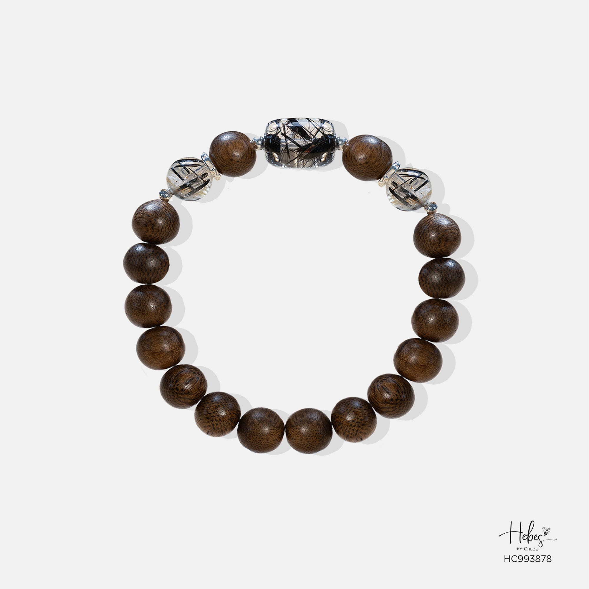 Vietnamese Agarwood Black Rutilated Quartz Bracelet (10mm) 993878
