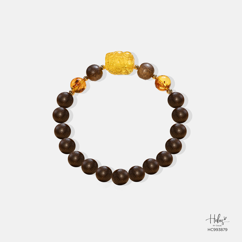 Vietnamese Agarwood Pixiu Dragon Amber Bracelet (8mm) - 993879