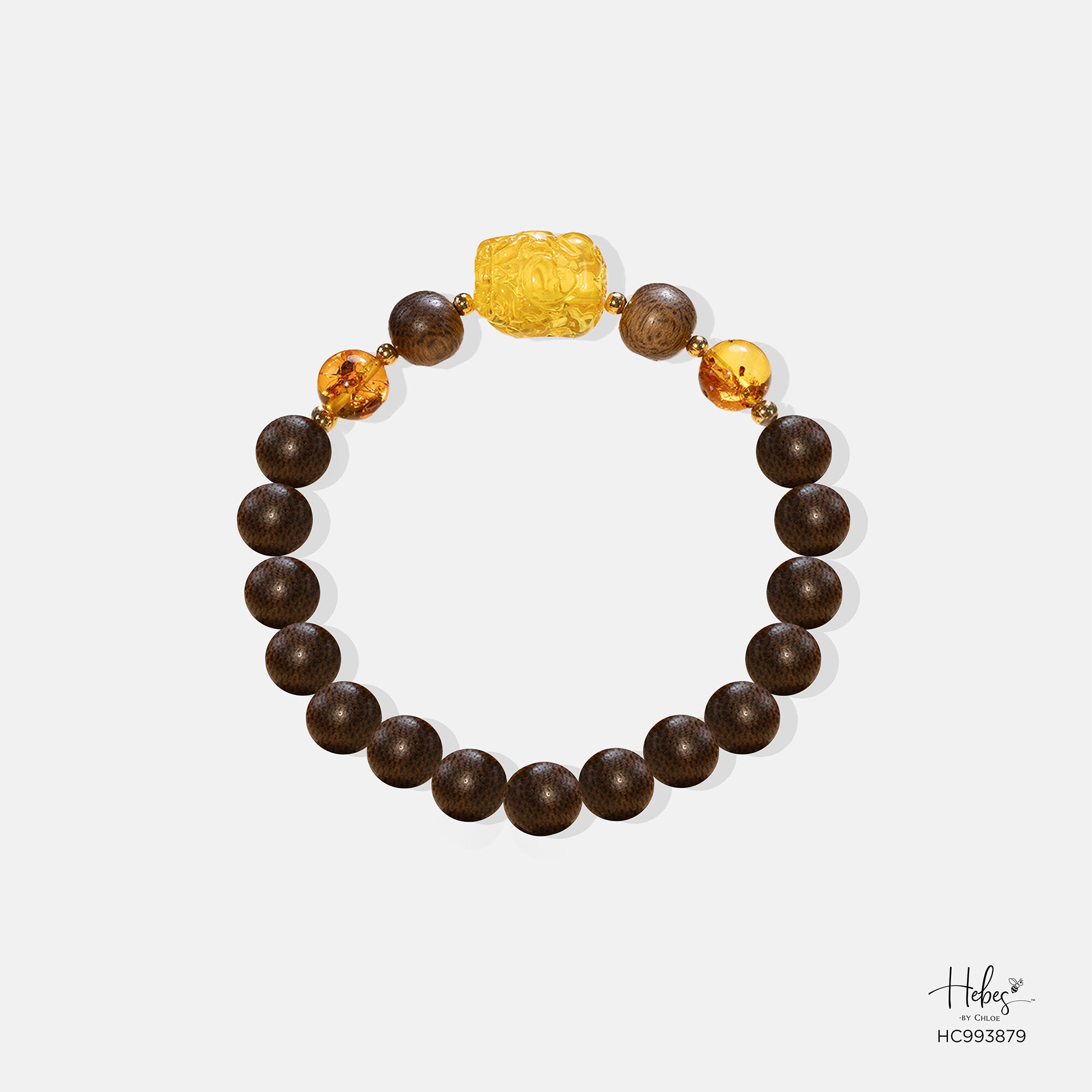 Vietnamese Agarwood Pixiu Dragon Amber Bracelet (8mm) - 993879