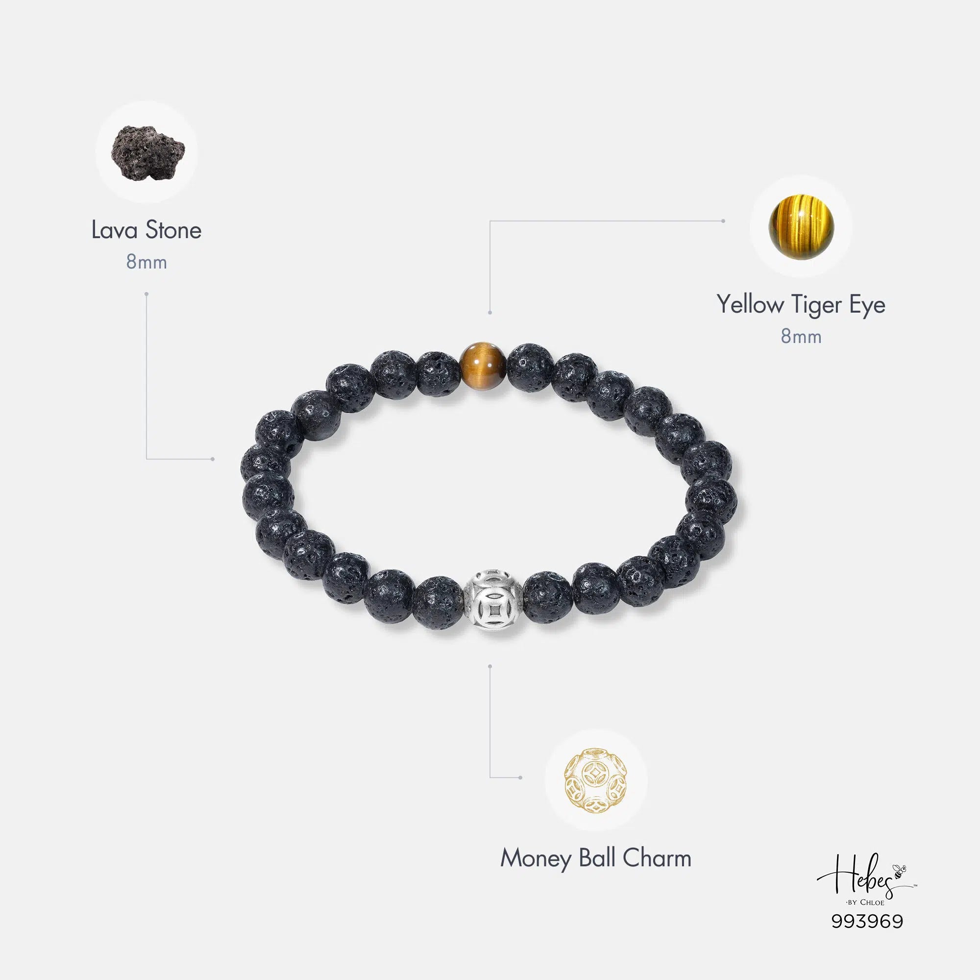 The Emperor Lava Stone with Tiger Eye Bracelet 993969