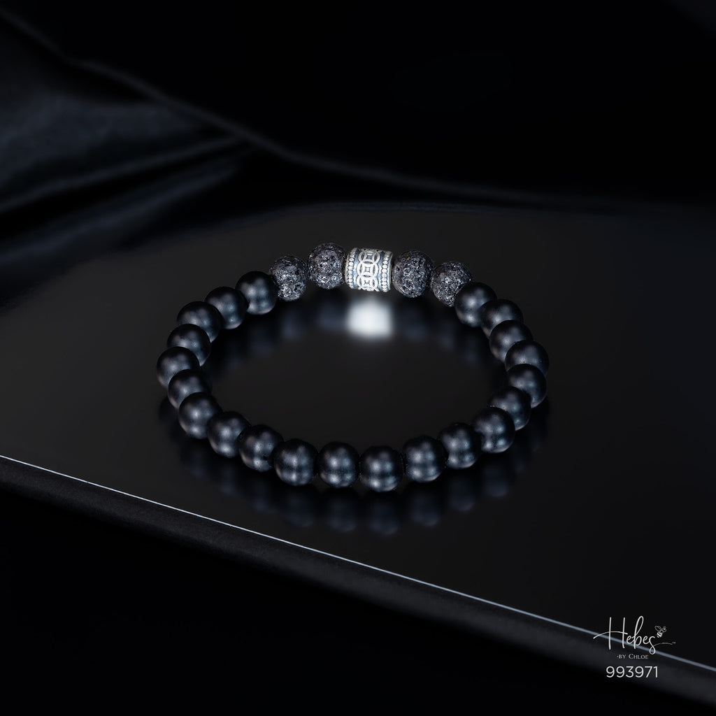 The Emperor Black Onyx with Lava Stone Bracelet 993971