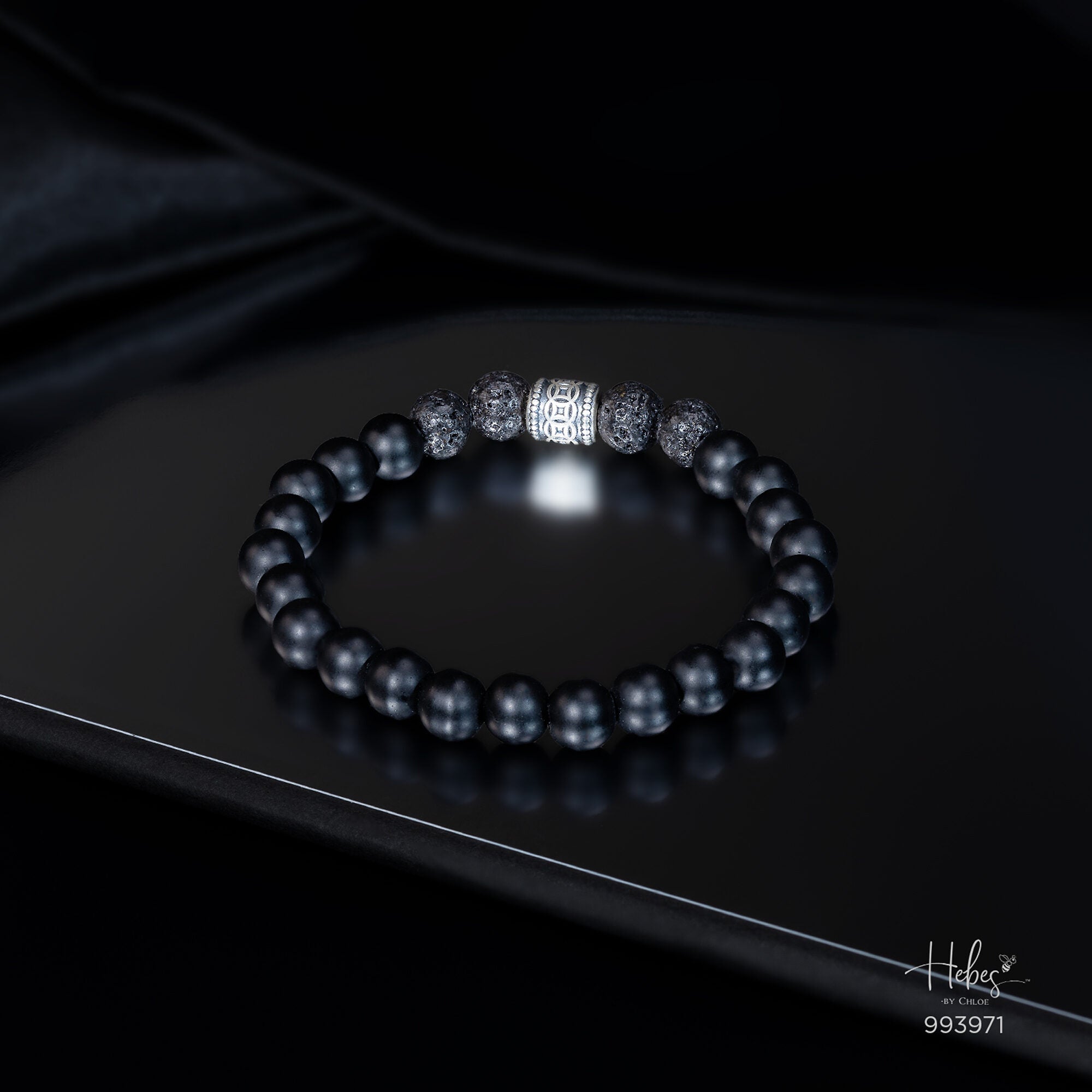 The Emperor Black Onyx with Lava Stone Bracelet 993971