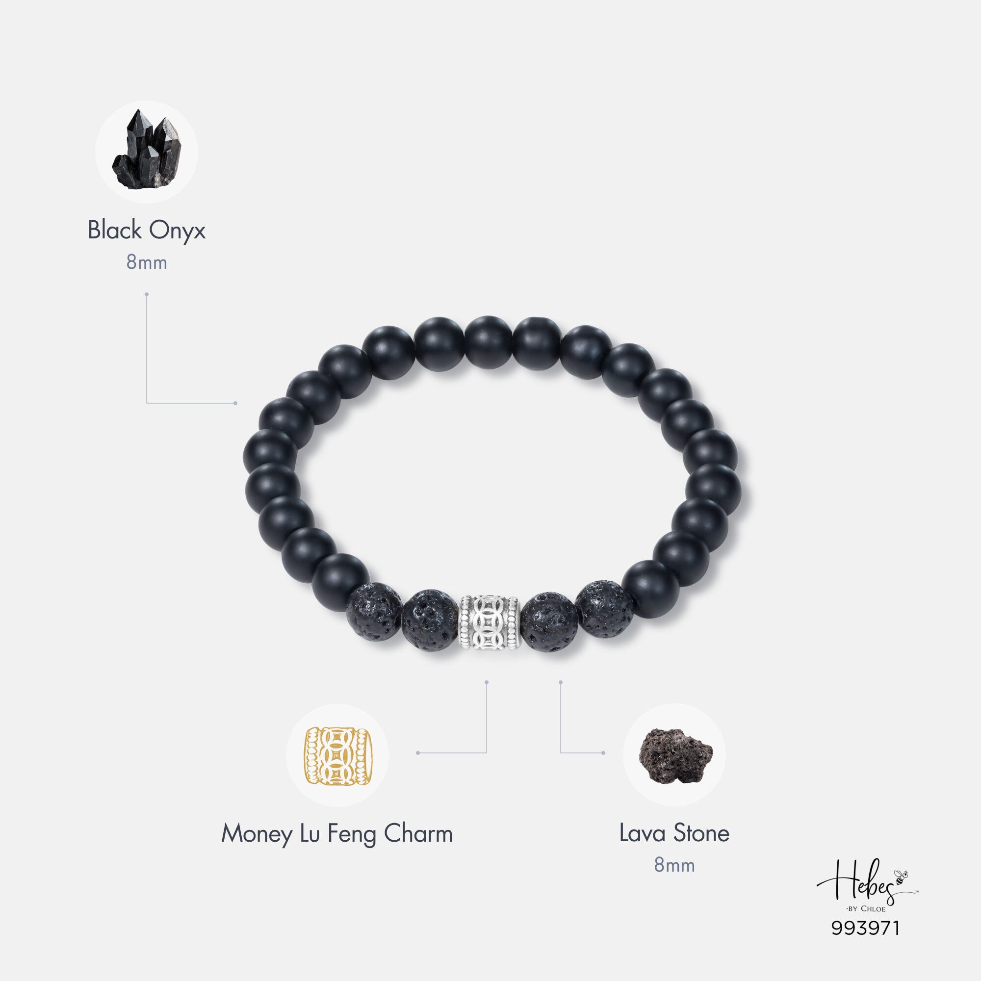 The Emperor Black Onyx with Lava Stone Bracelet 993971