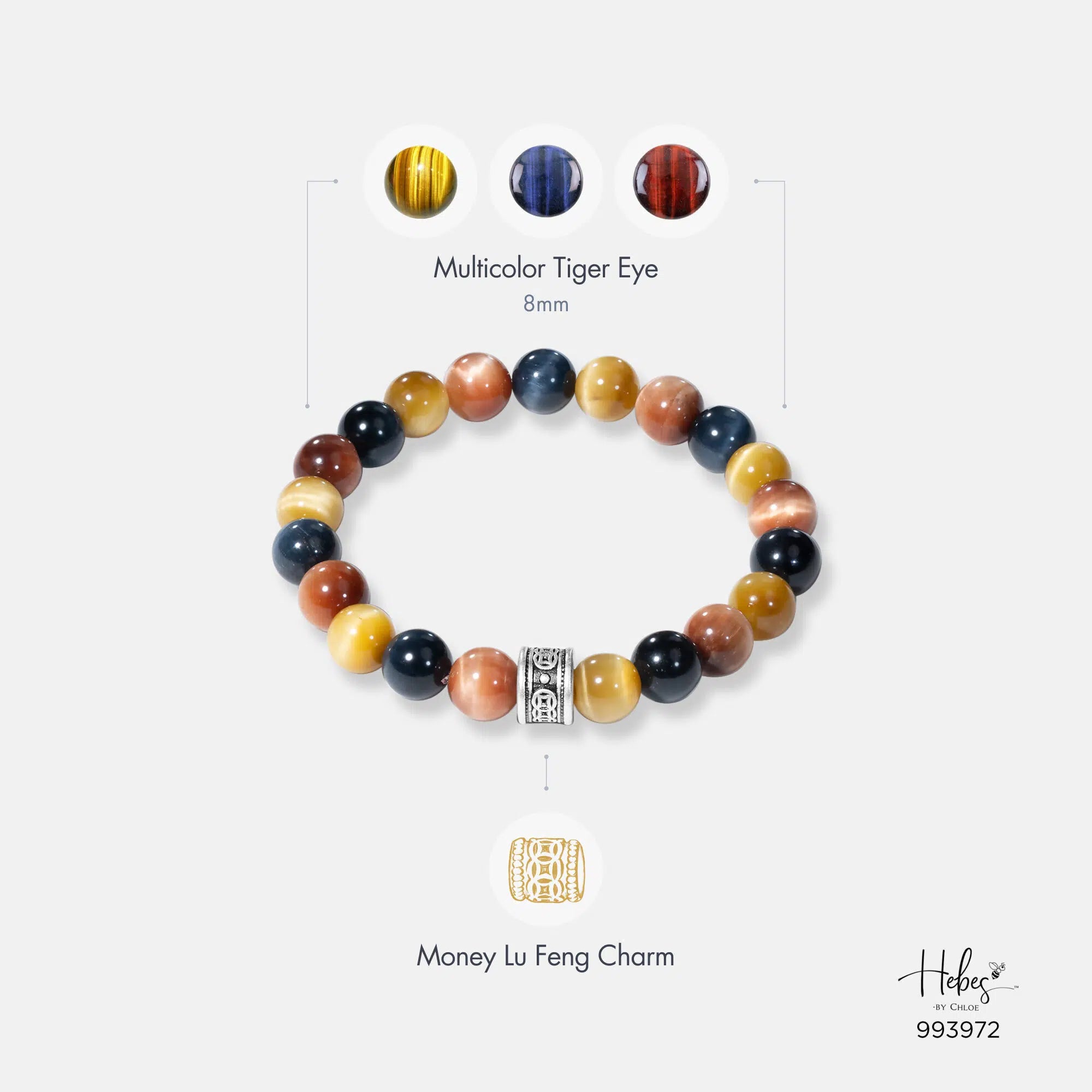 The Emperor Multicolor Tiger Eye Bracelet (8 mm) - 993972