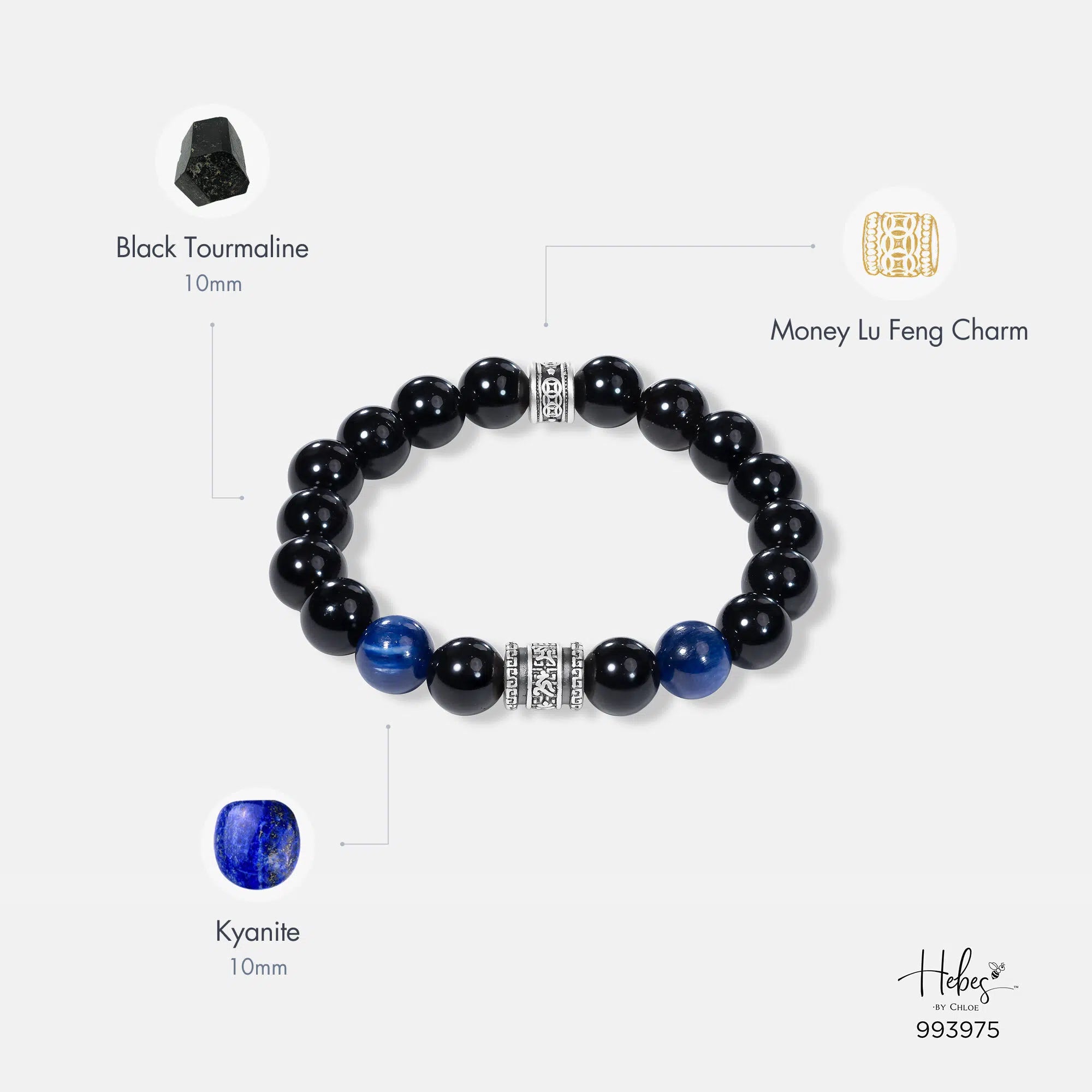 The Emperor Black Tourmaline with Kyanite Bracelet 993975