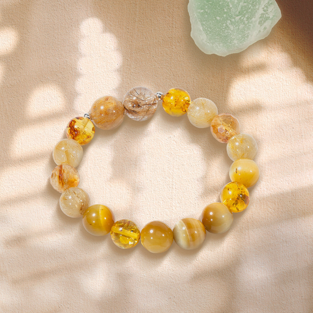 Solar Plexus Chakra Yellow Rutilated Quartz Bracelet 994036