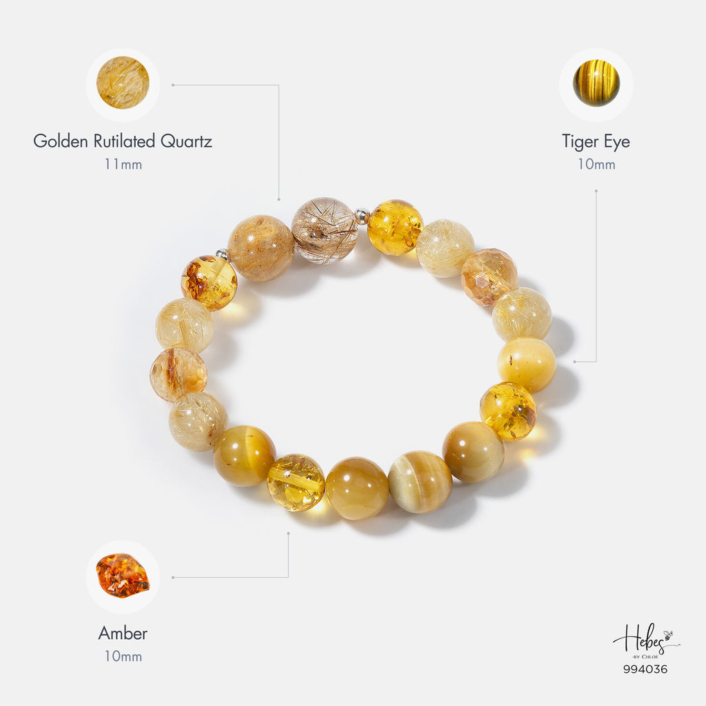 Solar Plexus Chakra Yellow Rutilated Quartz Bracelet 994036