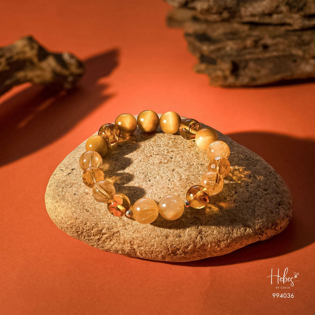 Solar Plexus Chakra Yellow Rutilated Quartz Bracelet 994036