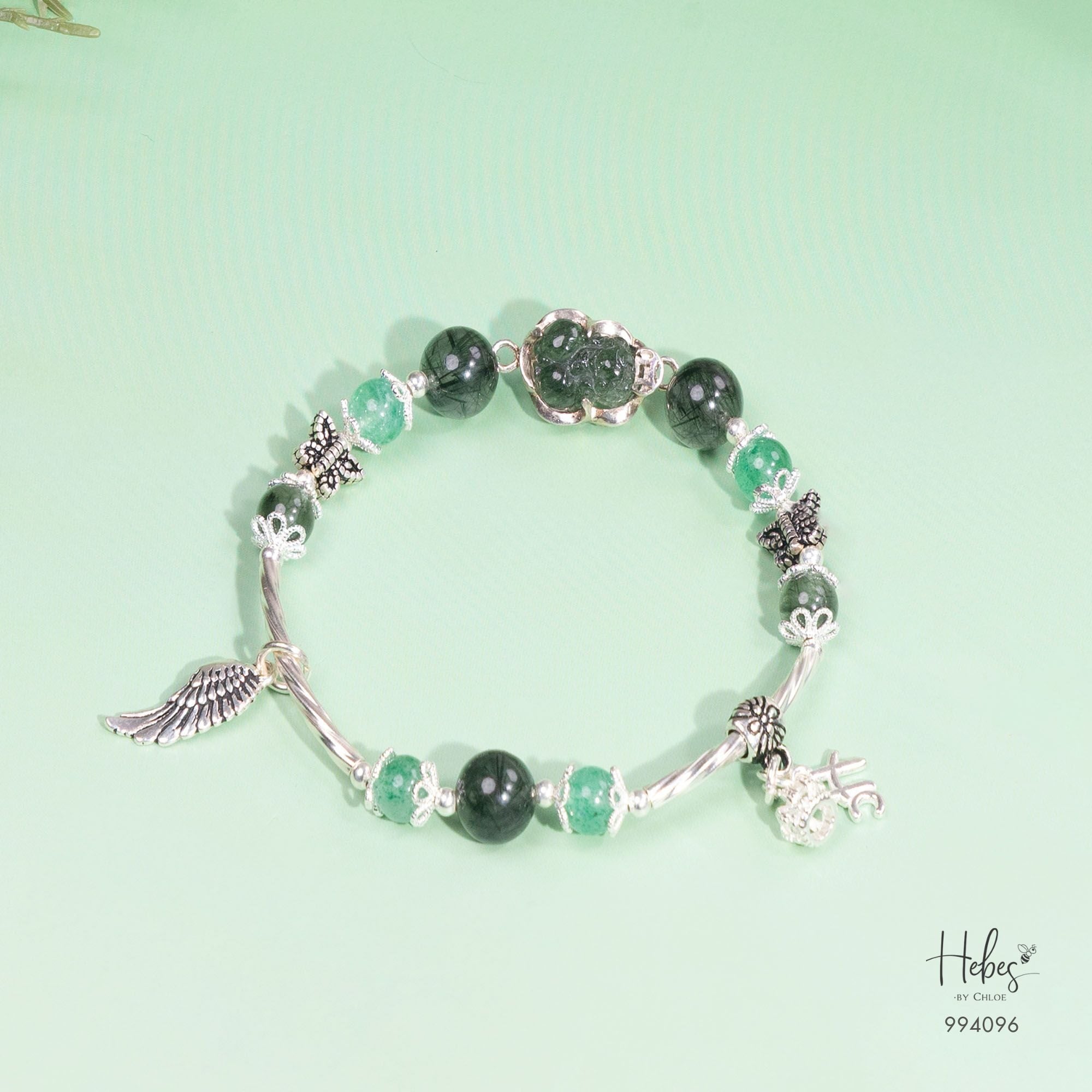Custom Limited Pixiu Green Rutilated Quartz Bracelet 994096