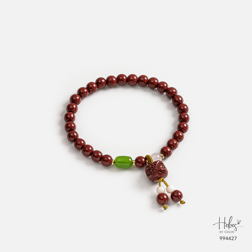 Cinnabar Qilin &amp; Lu Feng Green Agate Prosperity Bracelet 994427