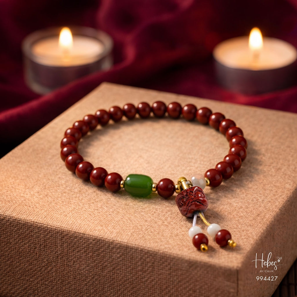 Cinnabar Qilin &amp; Lu Feng Green Agate Prosperity Bracelet 994427