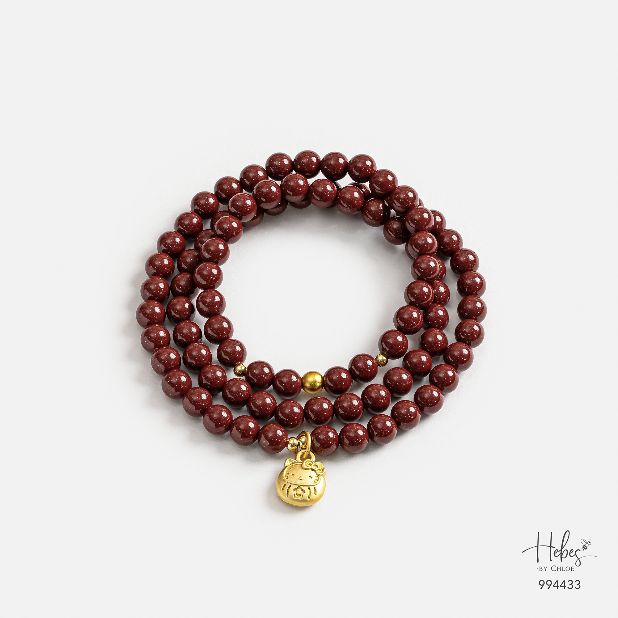 Cinnabar 108 Bead Lucky Cat Fortune Bracelet 994433