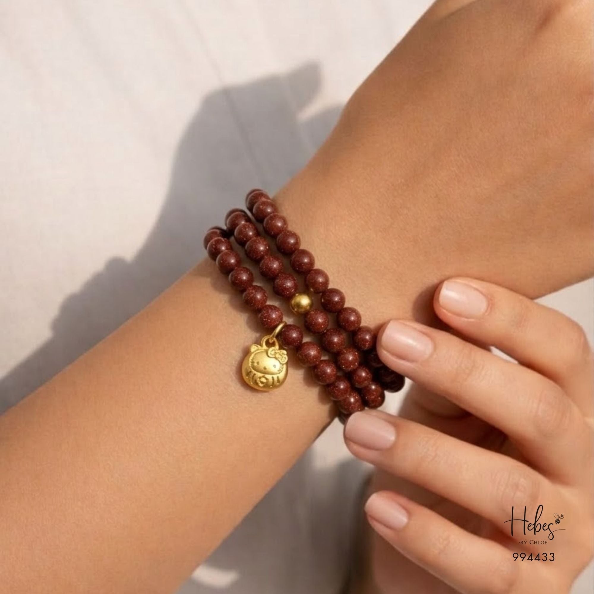 Cinnabar 108 Bead Lucky Cat Fortune Bracelet 994433