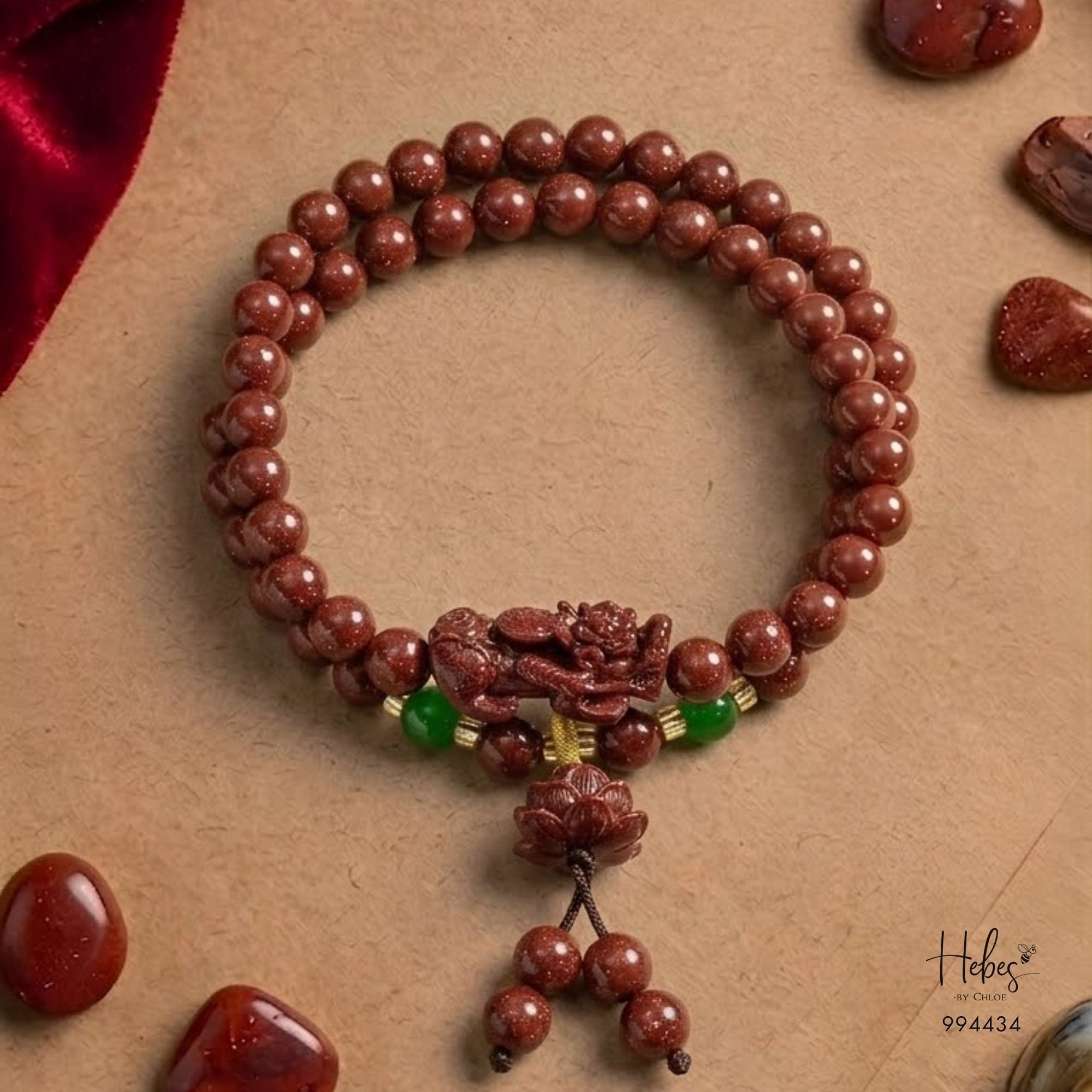 Cinnabar Pixiu Lotus Prosperity Bracelet 994434