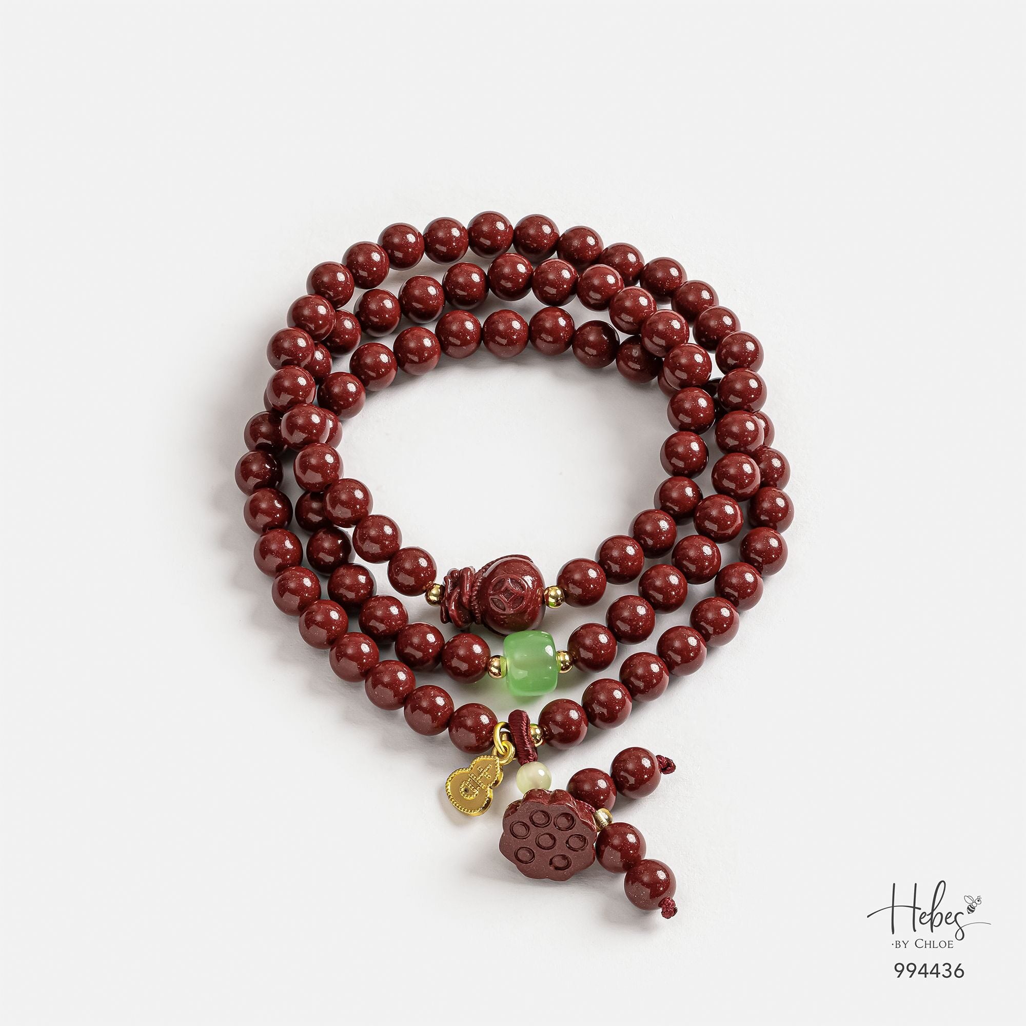 Cinnabar Prosperity Lotus Mala Bracelet 994436