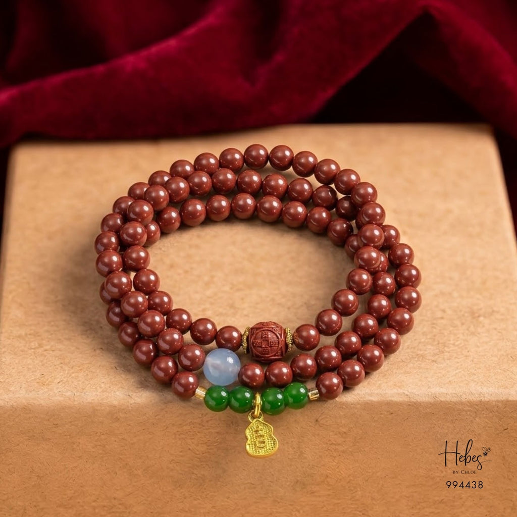 Cinnabar Vitality &amp; Longevity Flow Mala Bracelet 994438