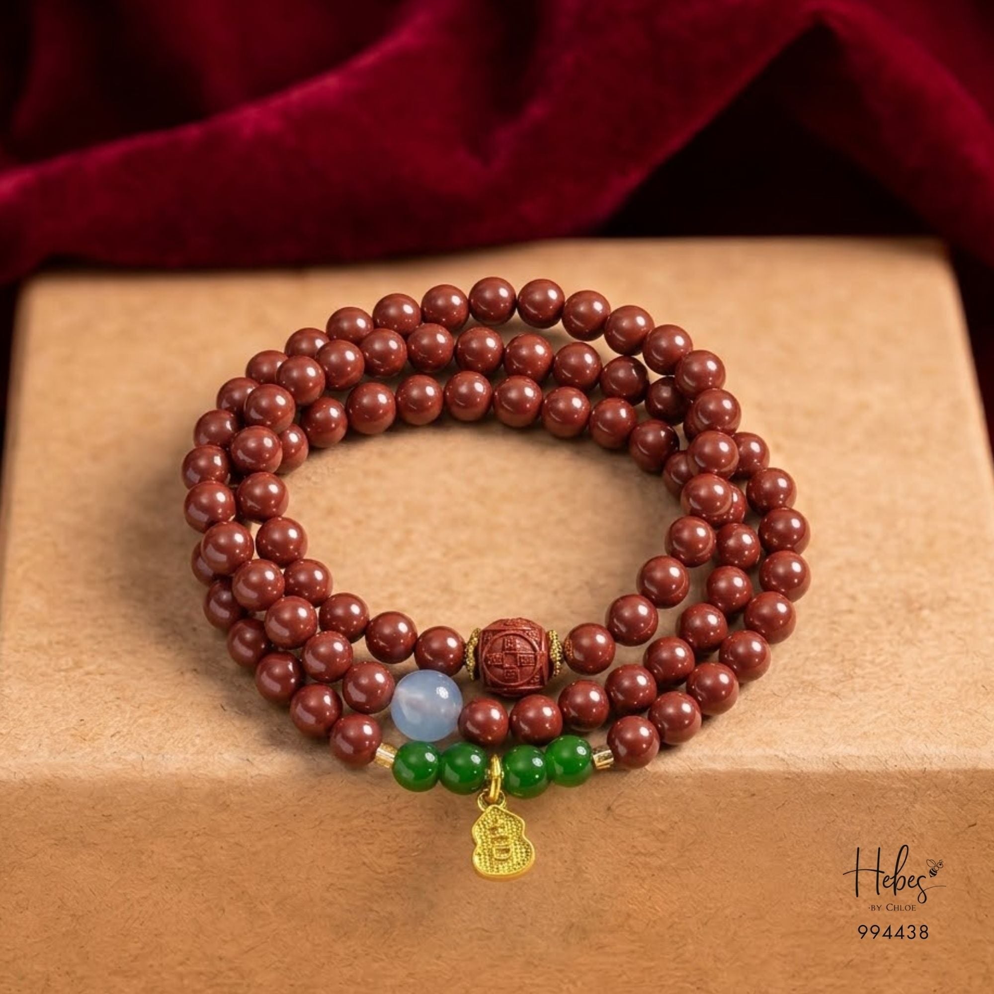 Cinnabar Vitality &amp; Longevity Flow Mala Bracelet 994438