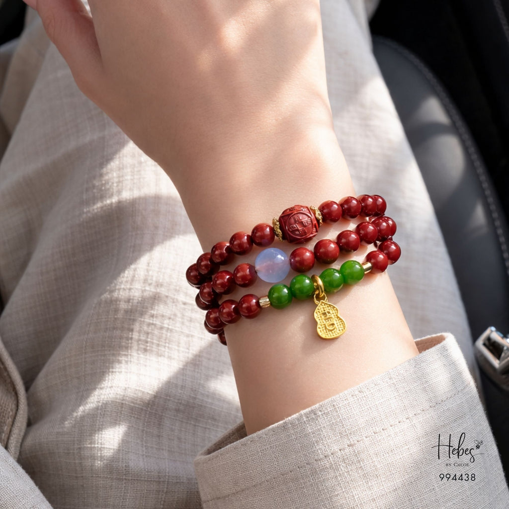 Cinnabar Vitality &amp; Longevity Flow Mala Bracelet 994438