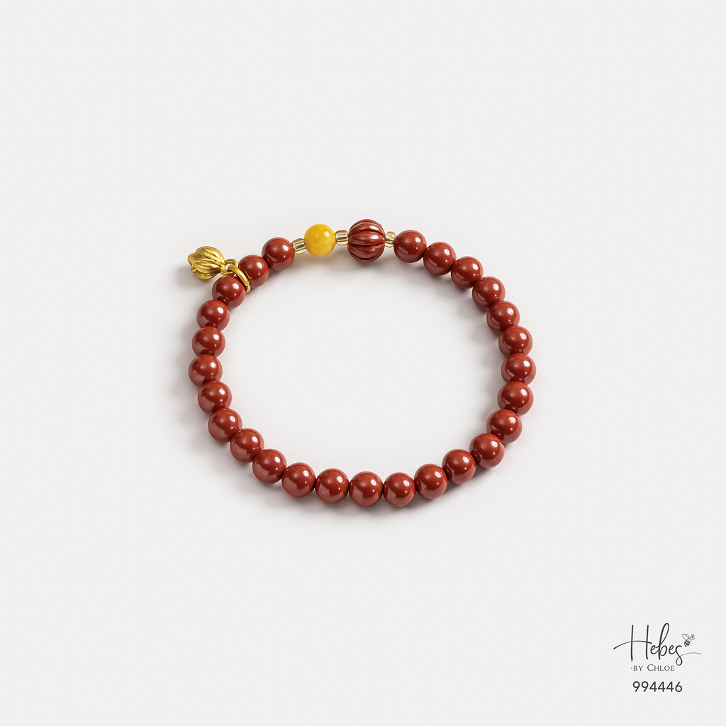 Cinnabar Lotus &amp; Yellow Agate Harmony Bracelet 994446