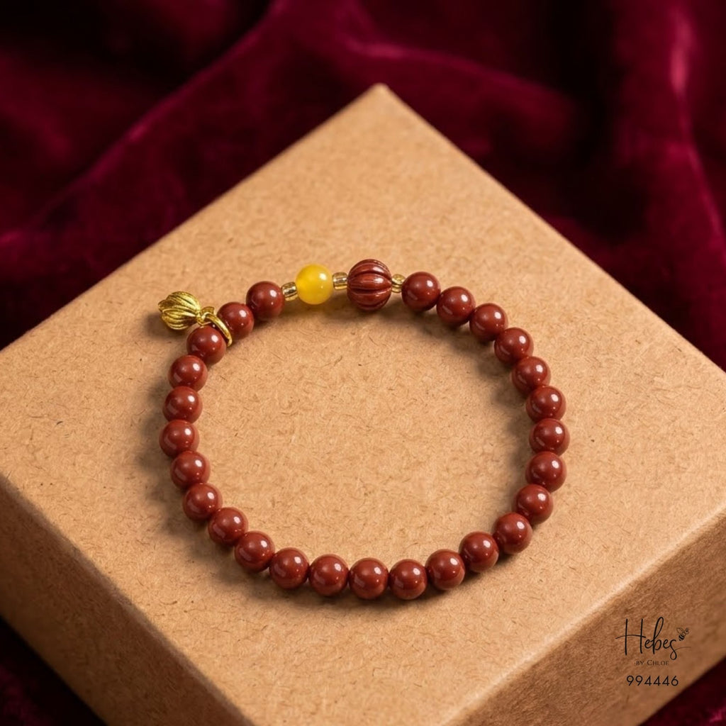Cinnabar Lotus &amp; Yellow Agate Harmony Bracelet 994446