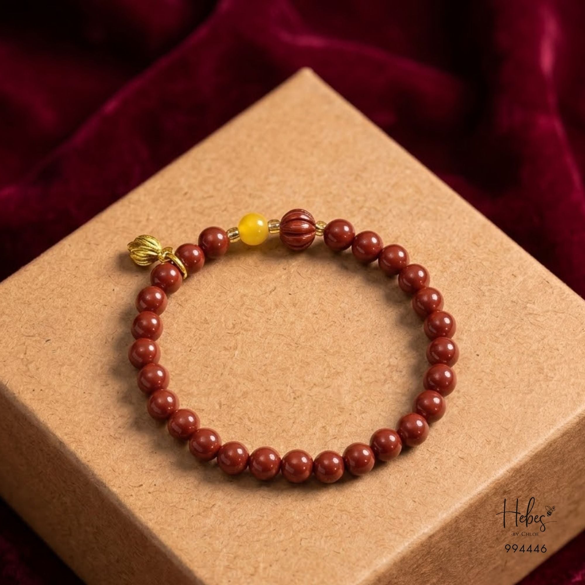 Cinnabar Lotus &amp; Yellow Agate Harmony Bracelet 994446