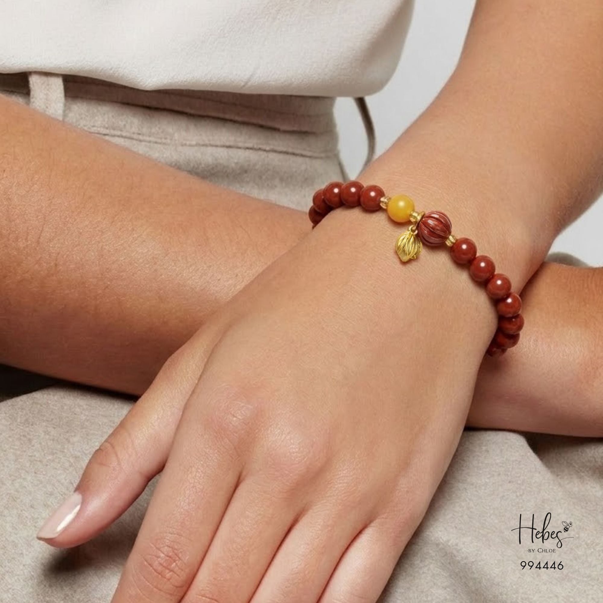 Cinnabar Lotus &amp; Yellow Agate Harmony Bracelet 994446