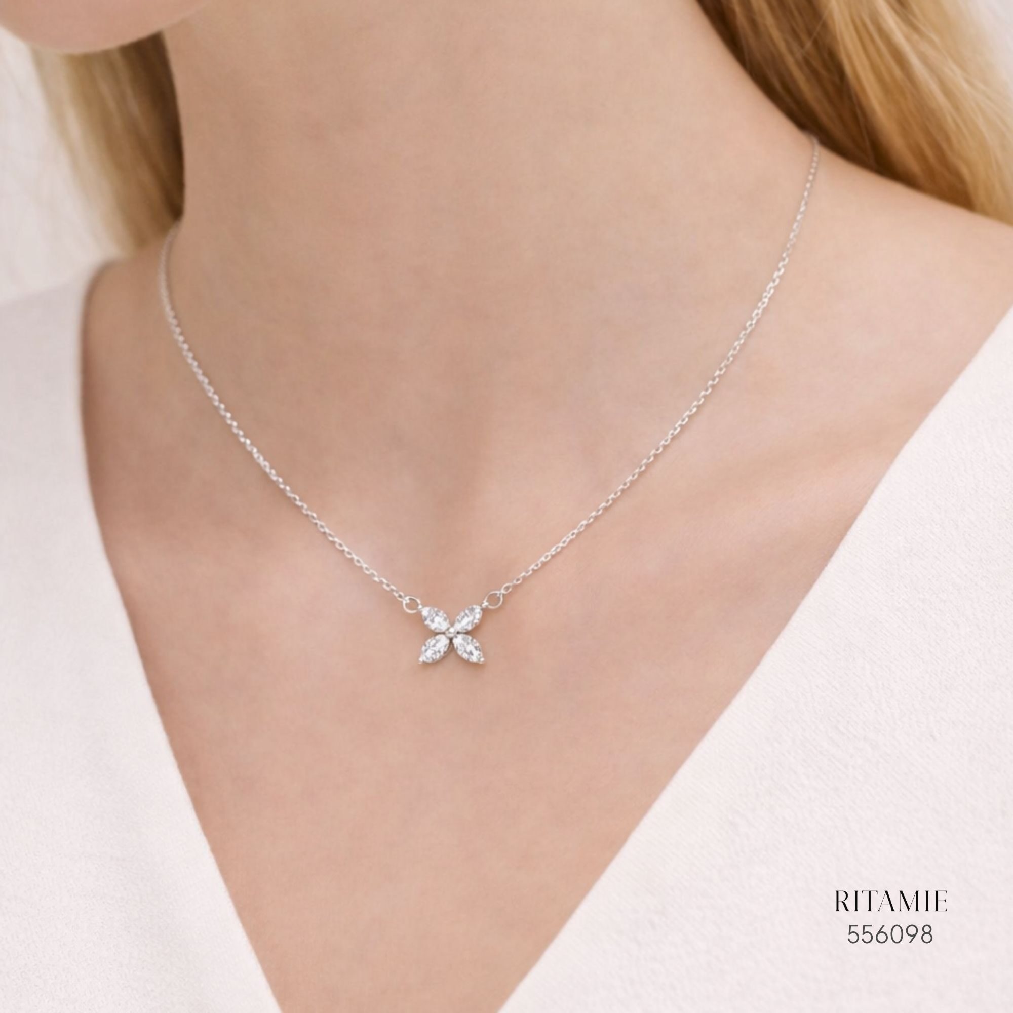 The Marquise Blossom Silver Moissanite Necklace 556098
