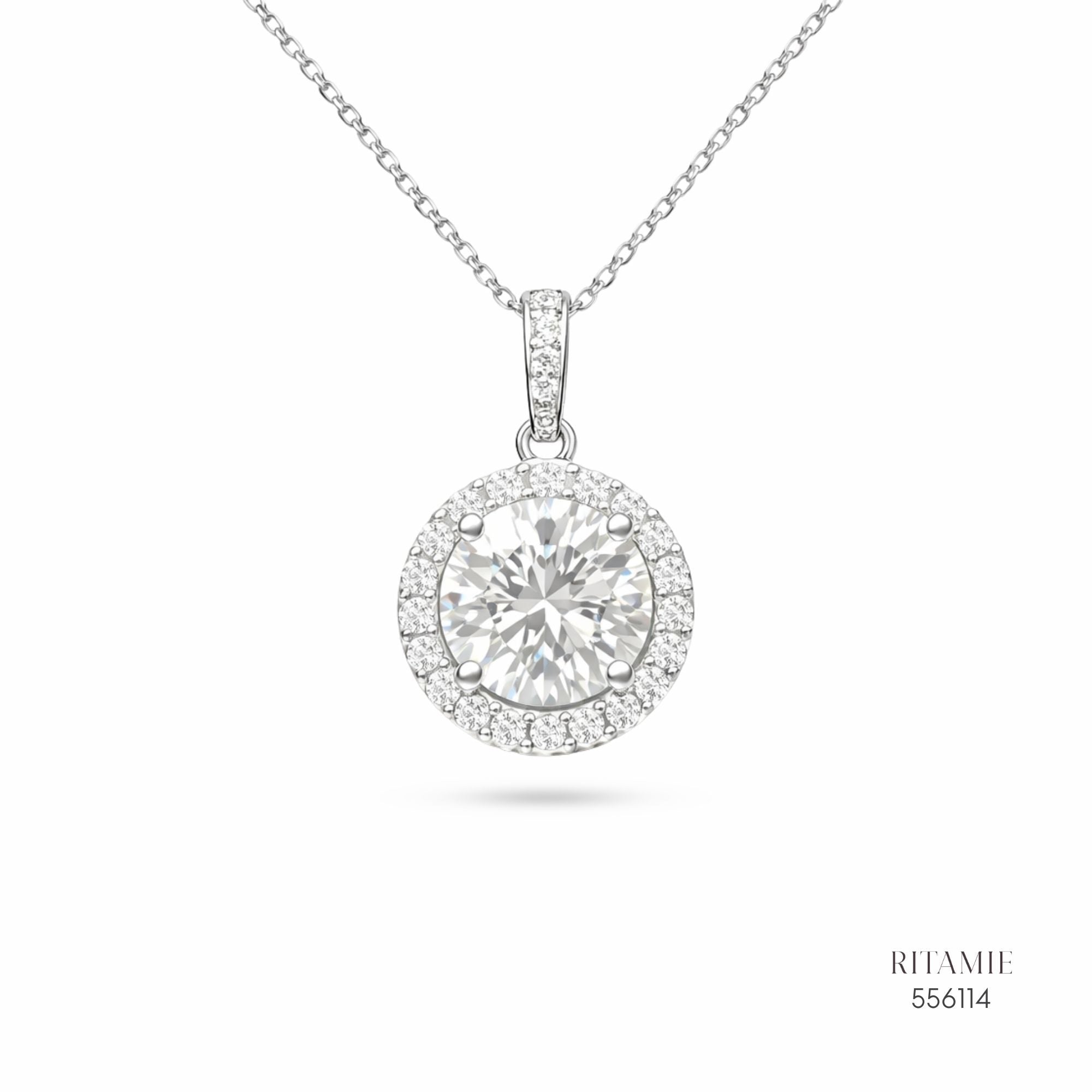 The Radiant Orbit Silver Moissanite Necklace 556114